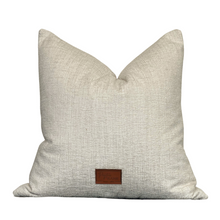 Load image into Gallery viewer, back of tan chenille pillow against white background