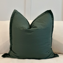Load image into Gallery viewer, jade color linen pillow cover on off white couch
