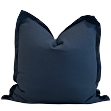 Load image into Gallery viewer, midnight blue linen pillow cover on white background
