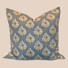 Load image into Gallery viewer, leaf pattern pillow cover against tan background
