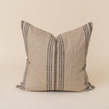 Load image into Gallery viewer, burlap stripe pillow on tan background
