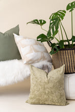 Load image into Gallery viewer, three pillows on bench wit plant
