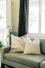 Load image into Gallery viewer, two pillows on green couch in living room
